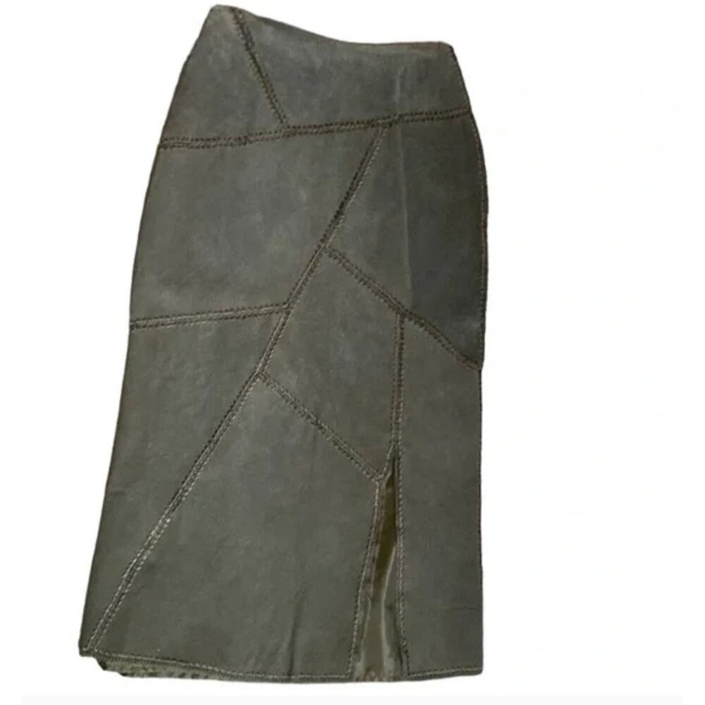 SMH Olive Green Leather Skirt Sz 8